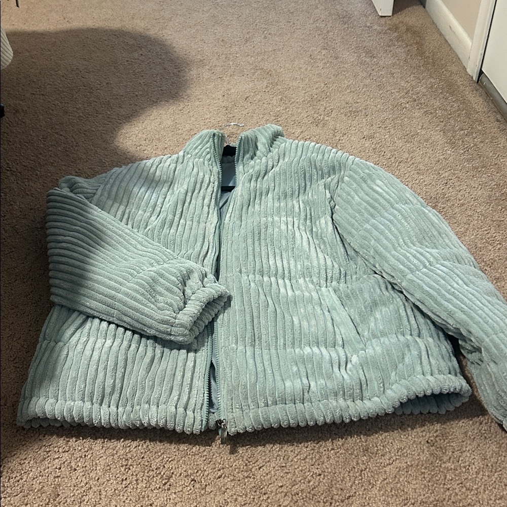 SHEIN fuzzy soft Jacket in Light blue